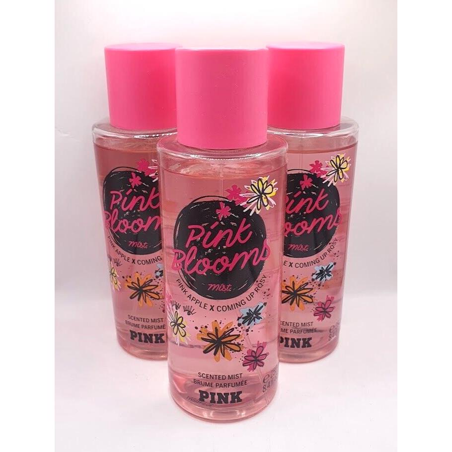 Victoria`s Secret Pink Blooms Scented Body Mist 8.4 FL OZ Set OF 3