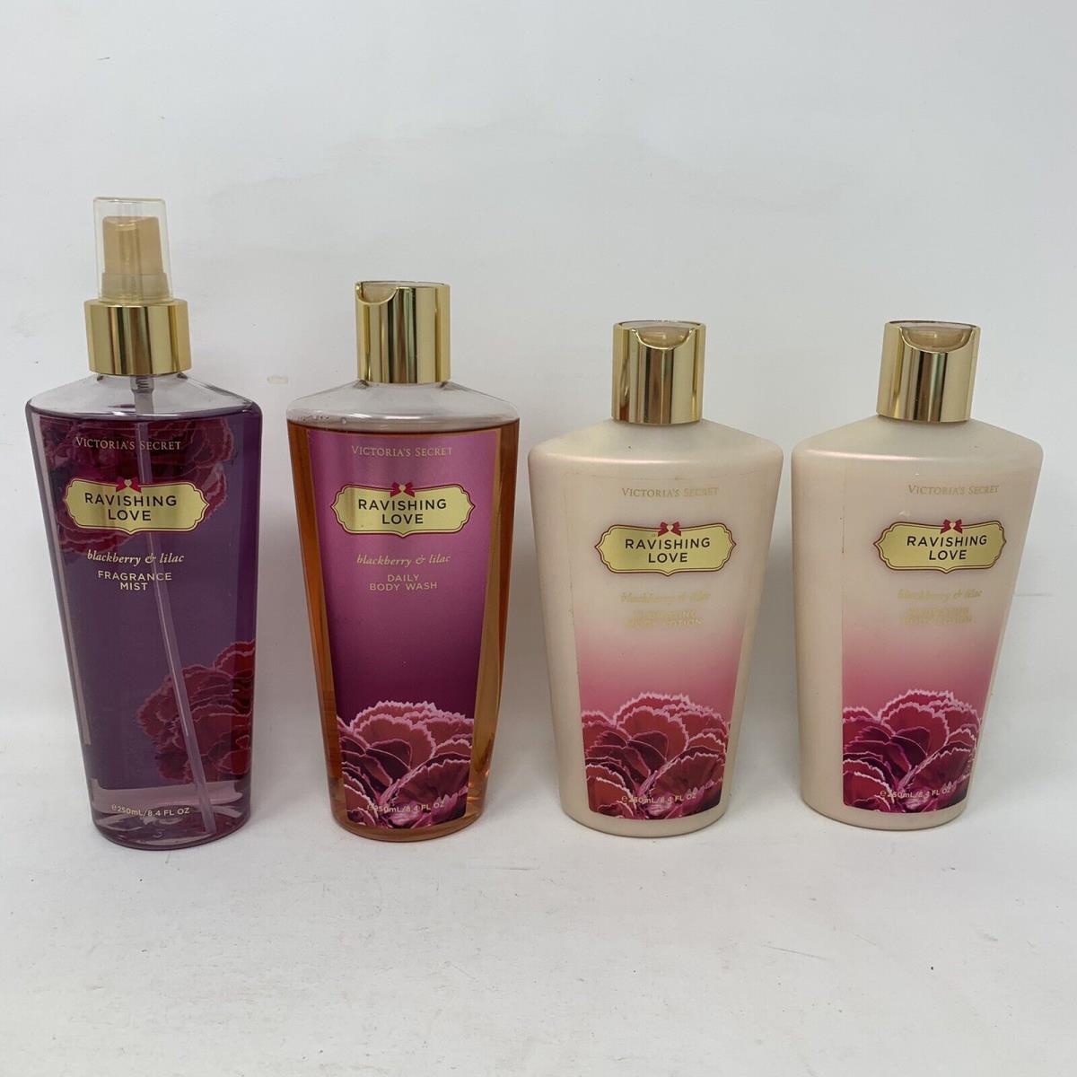 Victoria`s Secret Ravishing Love Lot Of 4 Fragrance Mist Spray Lotion Wash 8.4oz