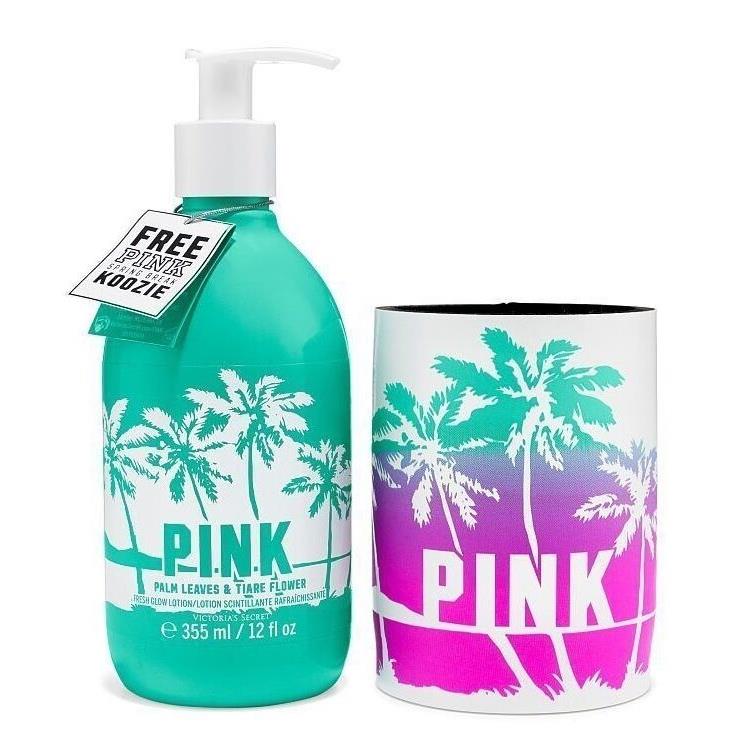 Victorias Secret Pink Palm Leaves Tiare Lotion Koozie Limited ED 12 oz