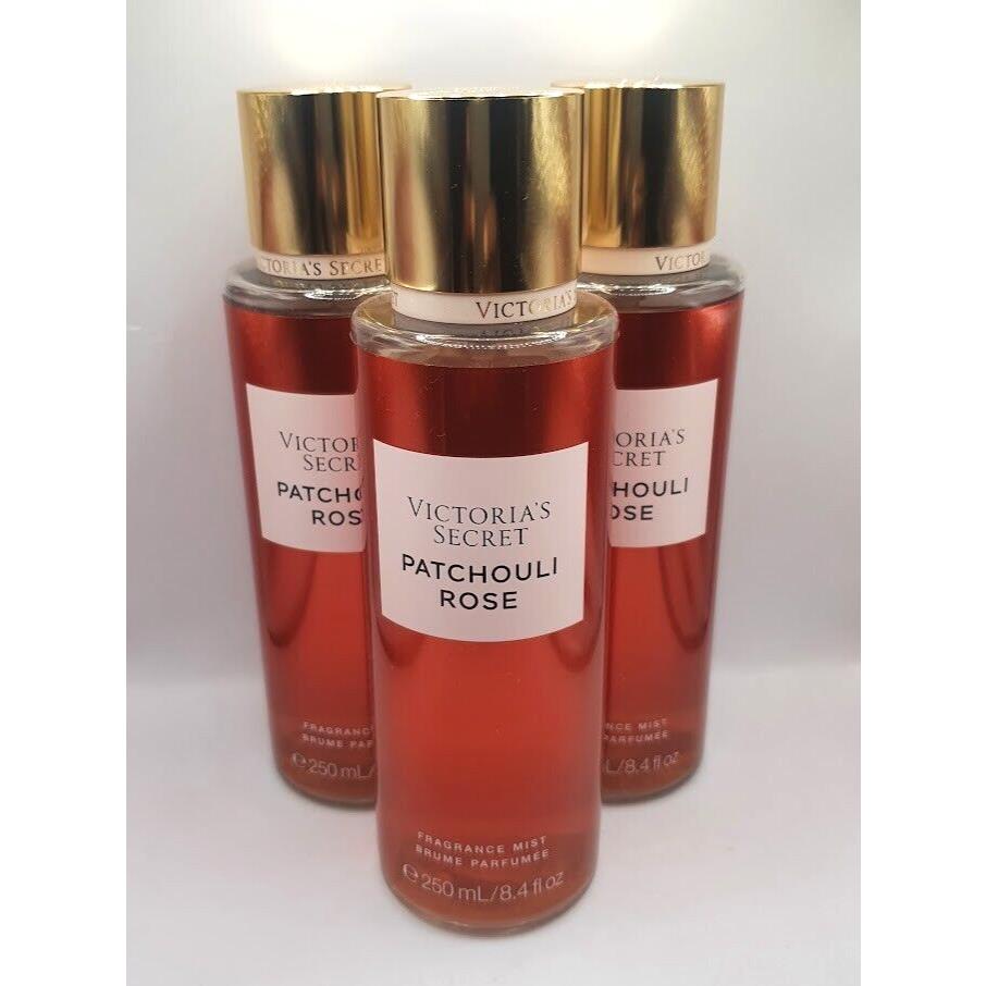 Victoria`s Secret Patchouli Rose Body Mist 8.4 FL OZ Set OF 3