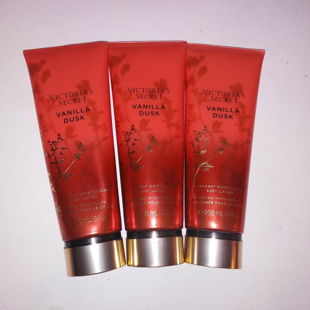 Set of 3 Victoria Secret Lotion Vanilla Dusk Fragrant Moisturizing Gift Set