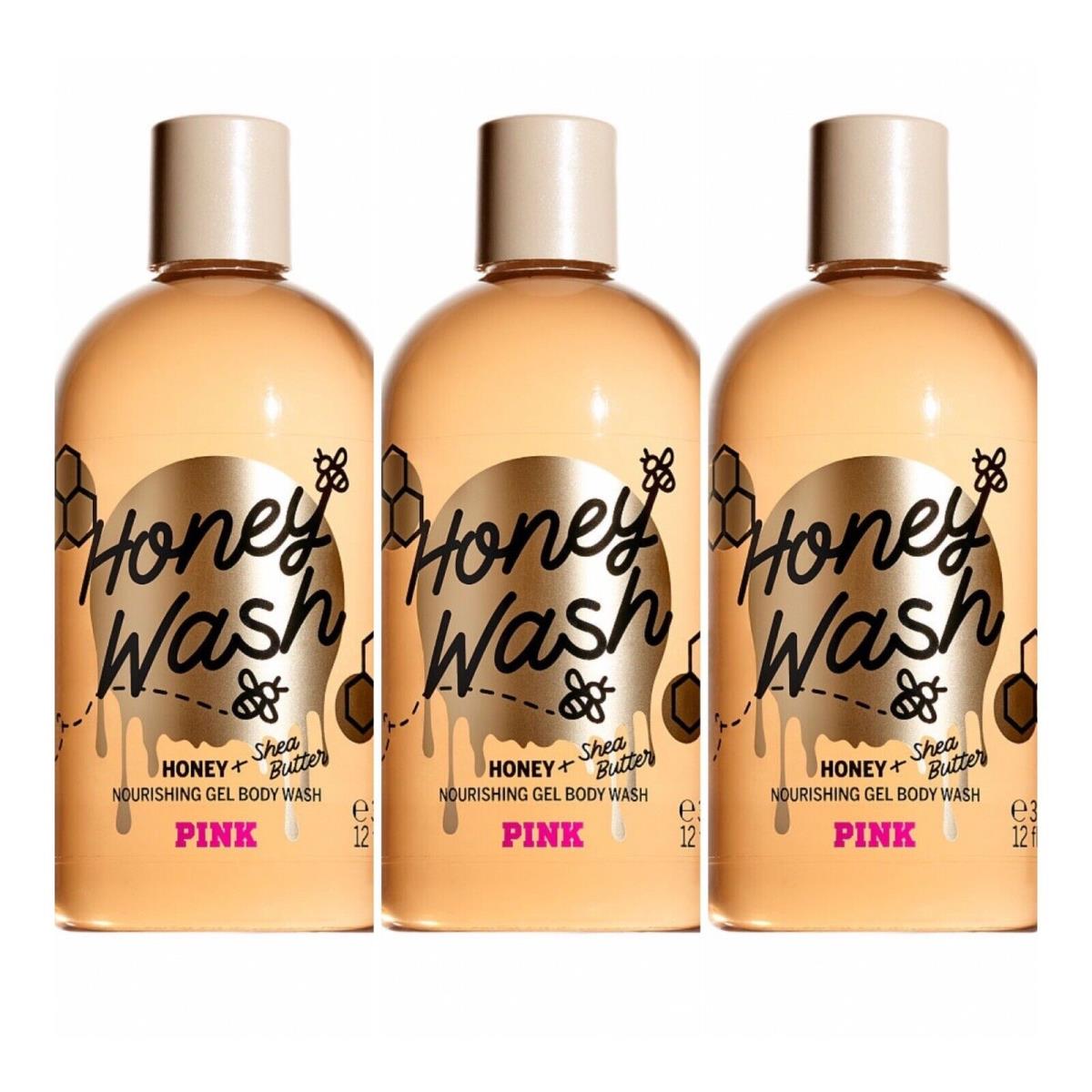 Victoria`s Secret Pink Honey Nourishing Gel Body Wash 12 Fl.oz. Lot of 3