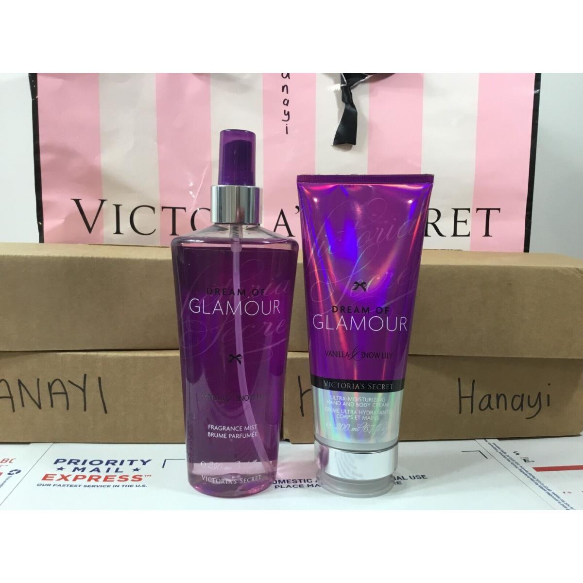 Victoria`s Secret Dream OF Glamour Fragrance Mist Hand Body Lotion Set OF 2