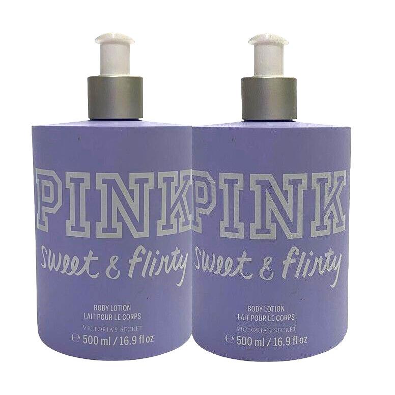 2 Victoria`s Secret Pink Body Lotion Sweet Flirty 16.9 FL OZ