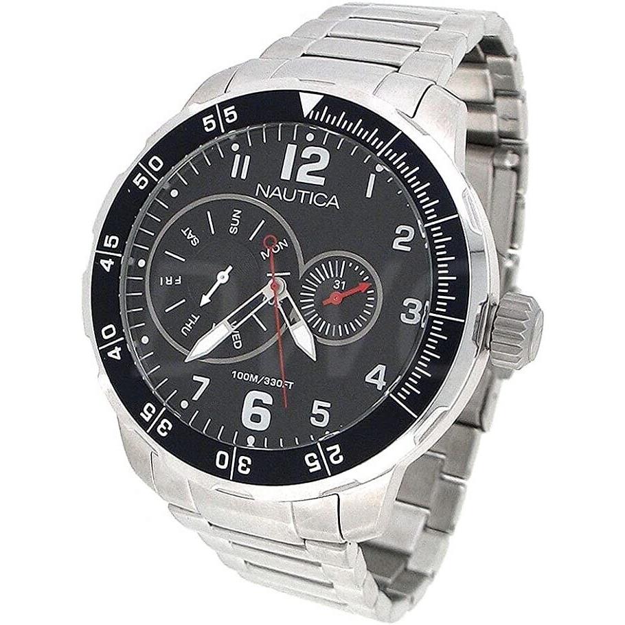 Nautica Multifunction Black Dial Men`s Stainless Steel Watch N16548G