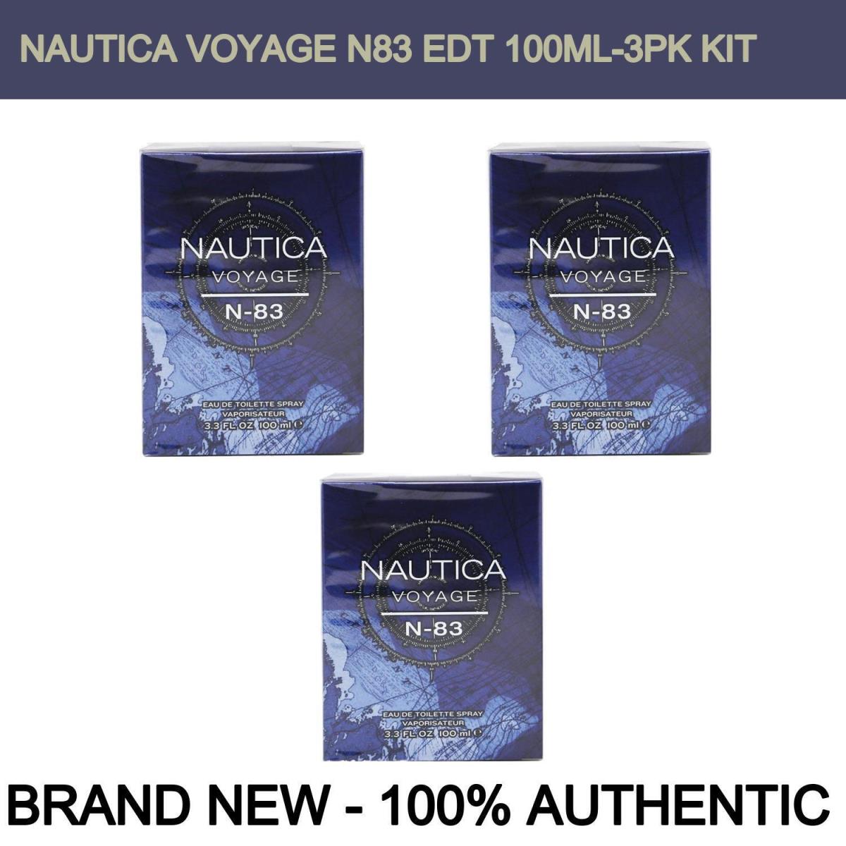 3PK Nautica N-83 Voyage Men`s Eau de Toilette 100ml Boxed