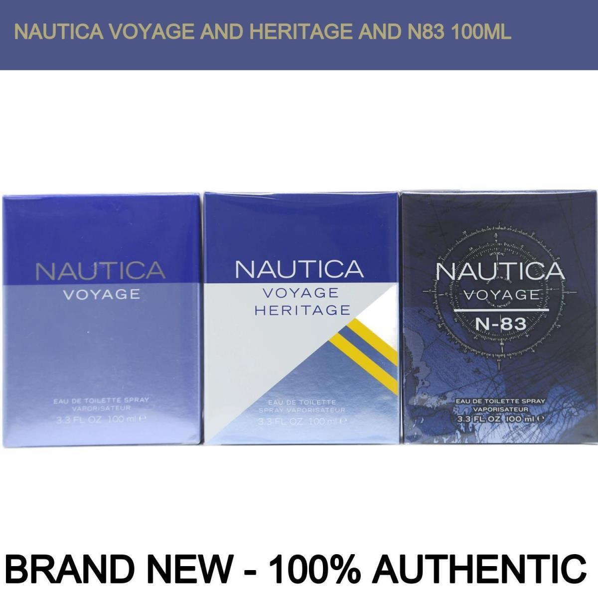 Voyage Heritage and N-83 by Nautica Voyage For Men 3.3 oz Spray 3PK