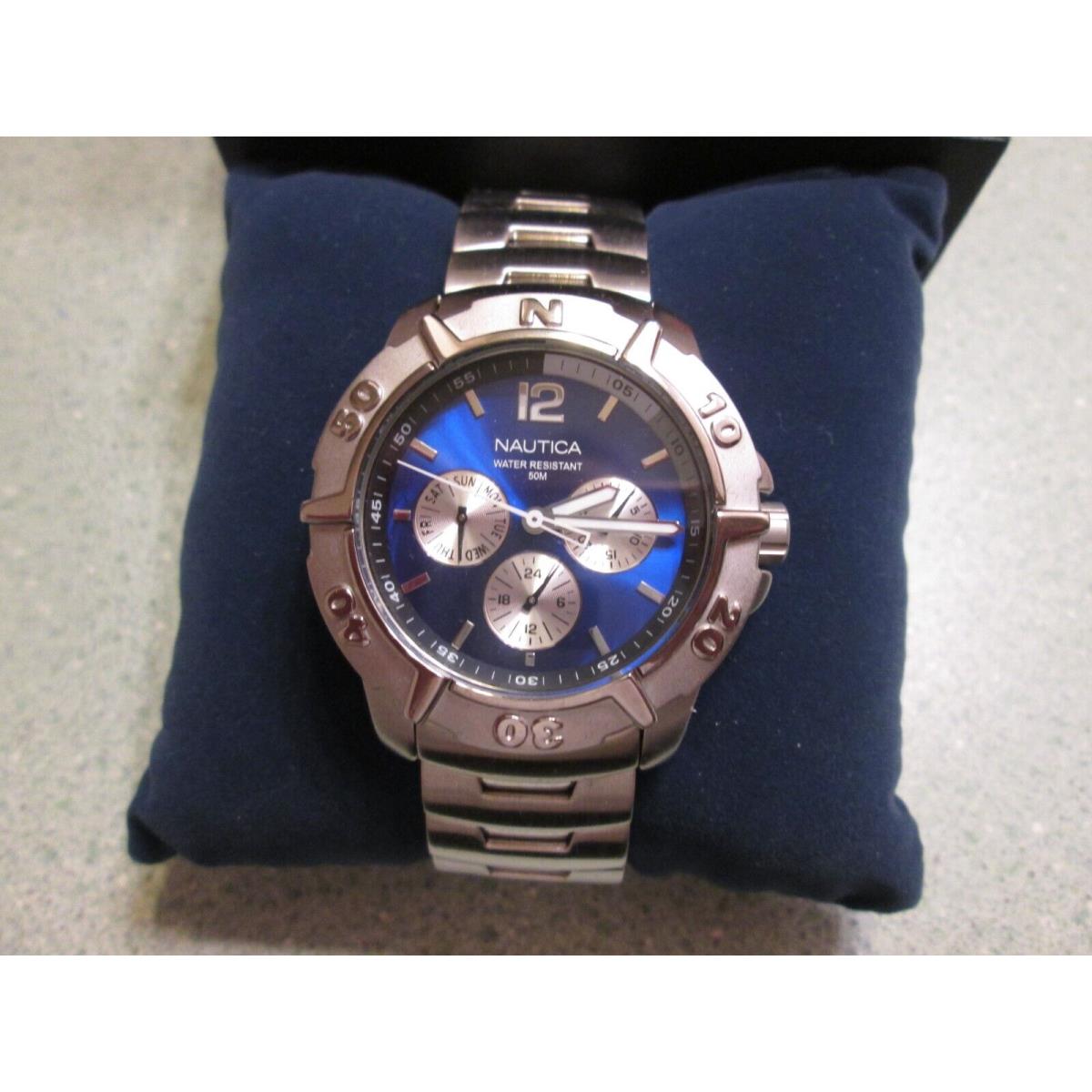 Nautica Chronograph Steel Watch N85101 Blue Silver