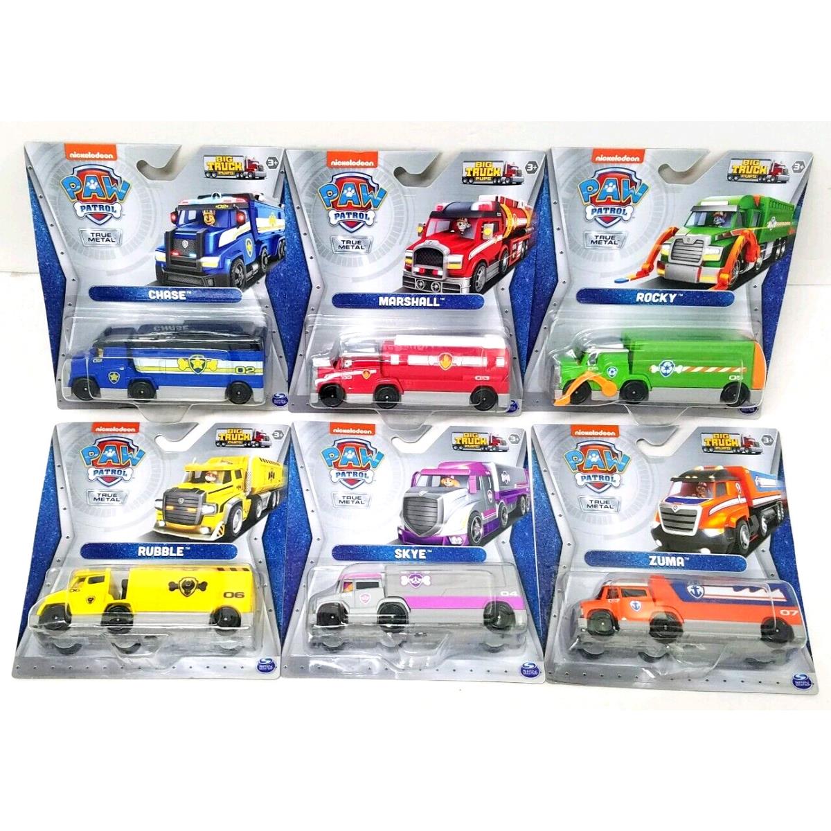 Paw Patrol True Metal Die-cast Big Semi Truck Pups Vehicles Set of 6 Nickelodeon