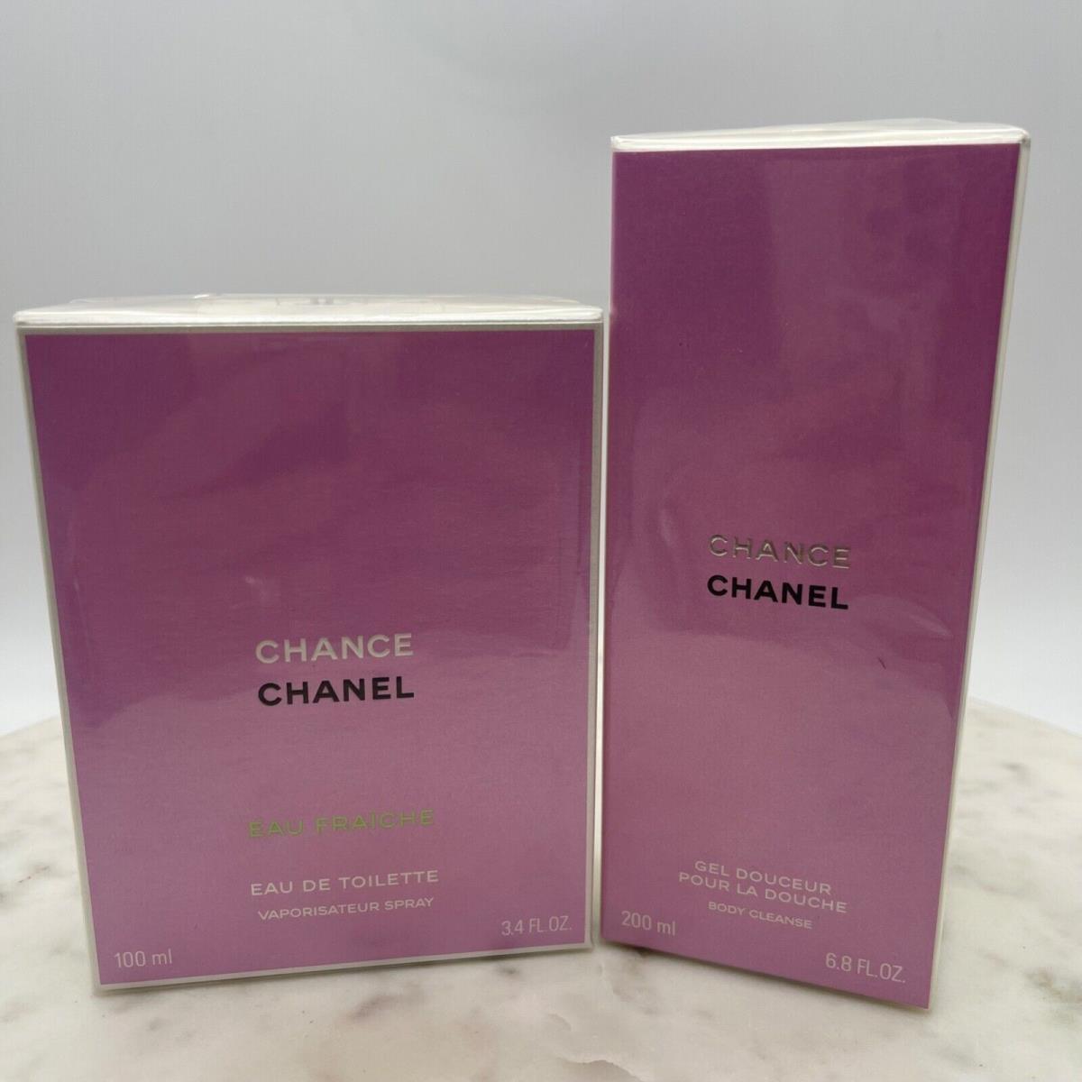 Set Chanel Chance Eau Fraiche Eau De Toilette Spray 3.4oz Pour La Douche 6.8oz