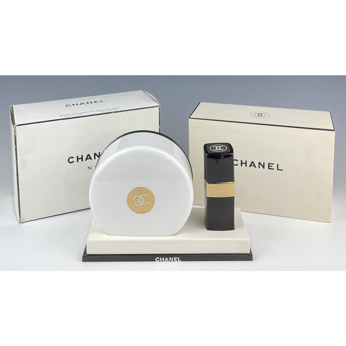 Chanel No 5 Vintage Set Bath Powder 8 OZ Eau de Cologne Spray 1.5 oz