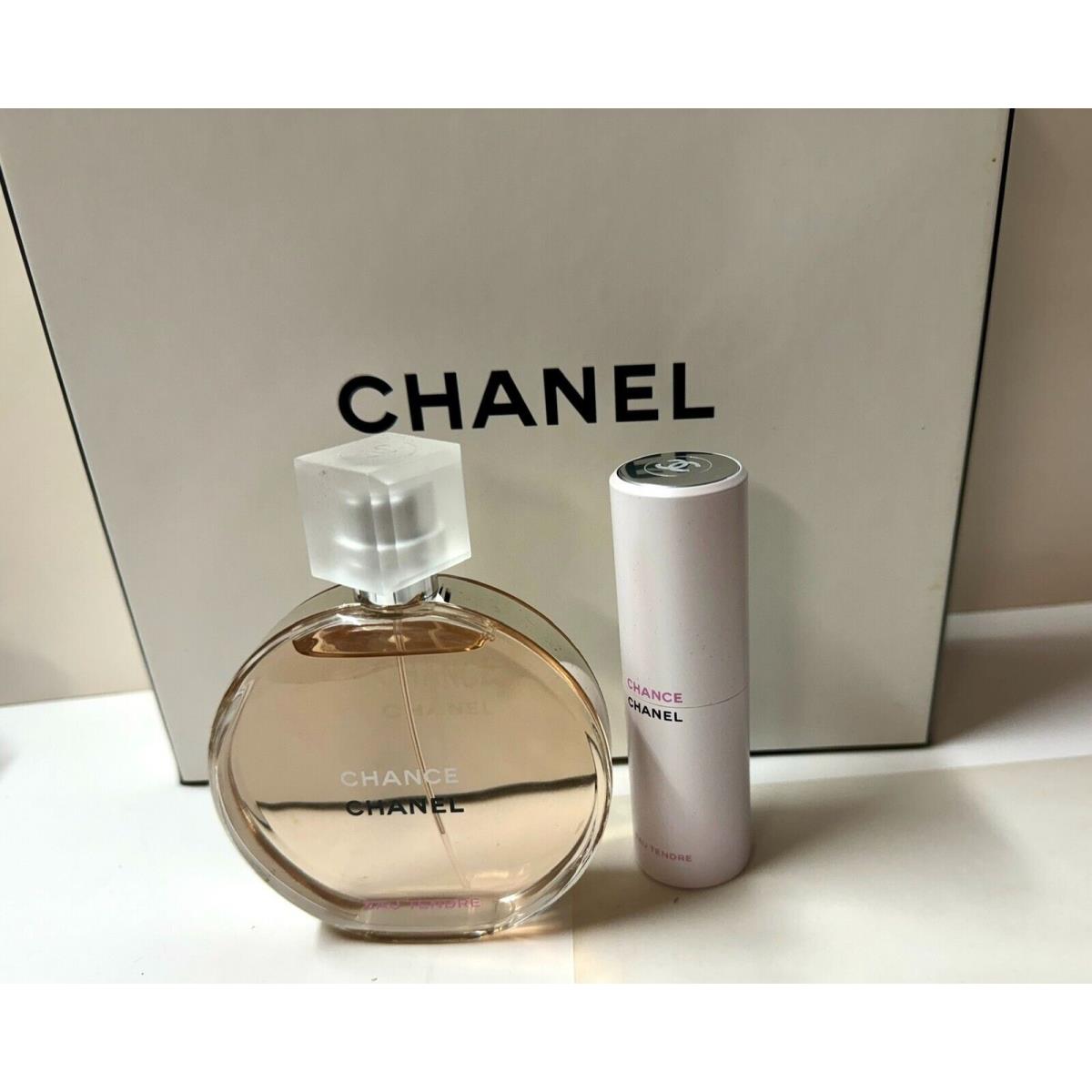 1 x Chanel Chance Eau Tendre Edt 3.4 oz /100 ml + 1 x Twist Spray 20 ml