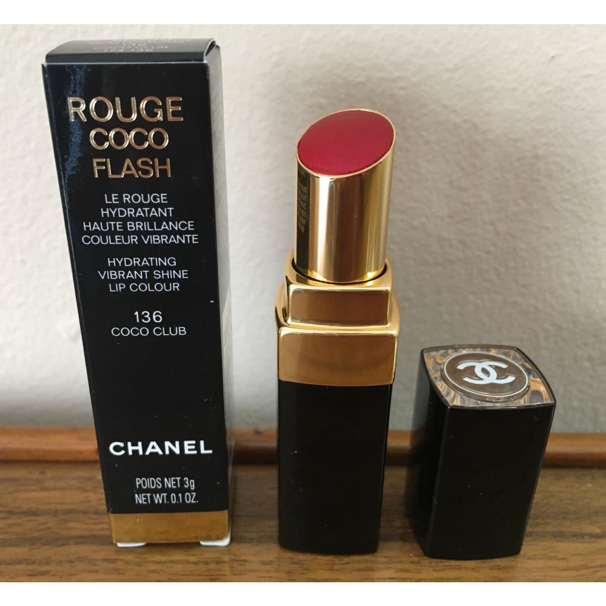 Chanel Rouge Coco Flash Hydrating Vibrant Shine Lip Color Lipstick 136 Coco Club