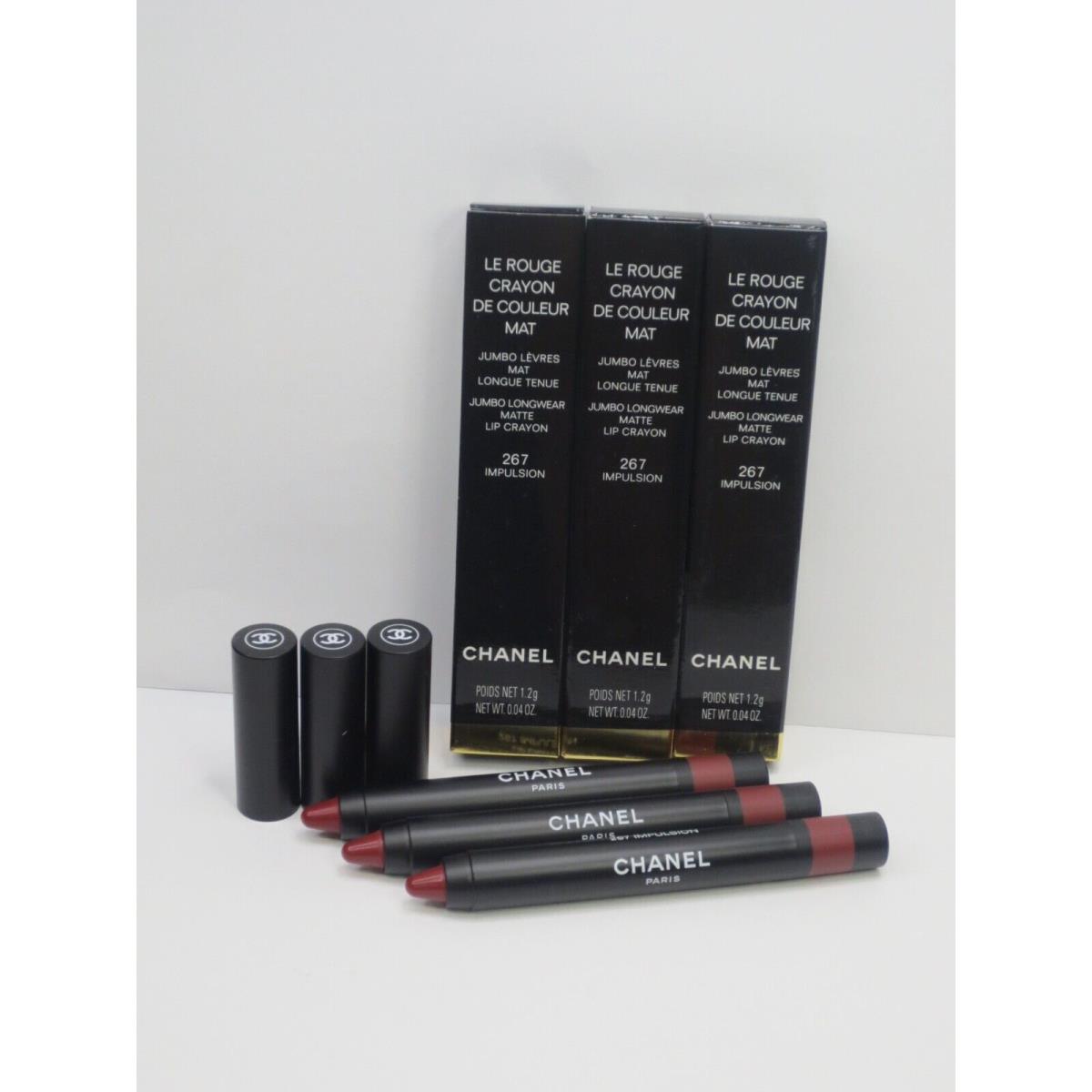 Chanel LE Rouge Crayon Jumbo Longwear Lip Crayon 267 Impulsion 0.04 OZ Lot 3