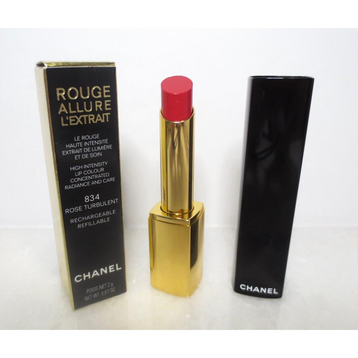 Chanel Rouge Allure L Extrait Lip Colour 834 Rose Turbulent Refillable 0.07OZ