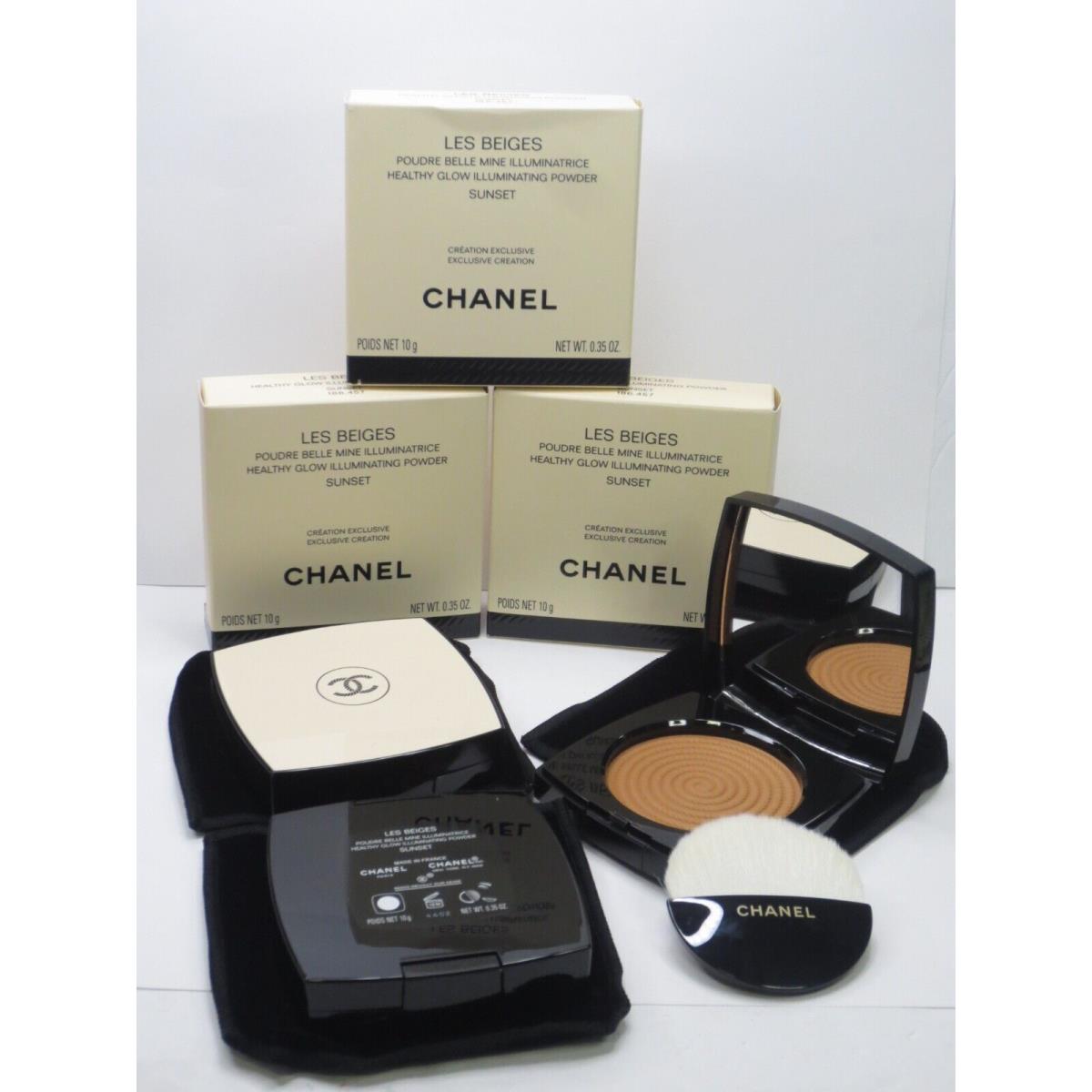 Chanel Les Beiges Healthy Glow Illuminating Powder Sunset 0.35 OZ Boxed Lot 3