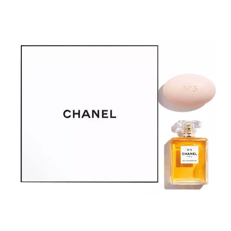 Chanel No 5 Eau de Parfum Gift Set 3.4 oz Edp Spray + Full Size 5.3 oz Bath Soap