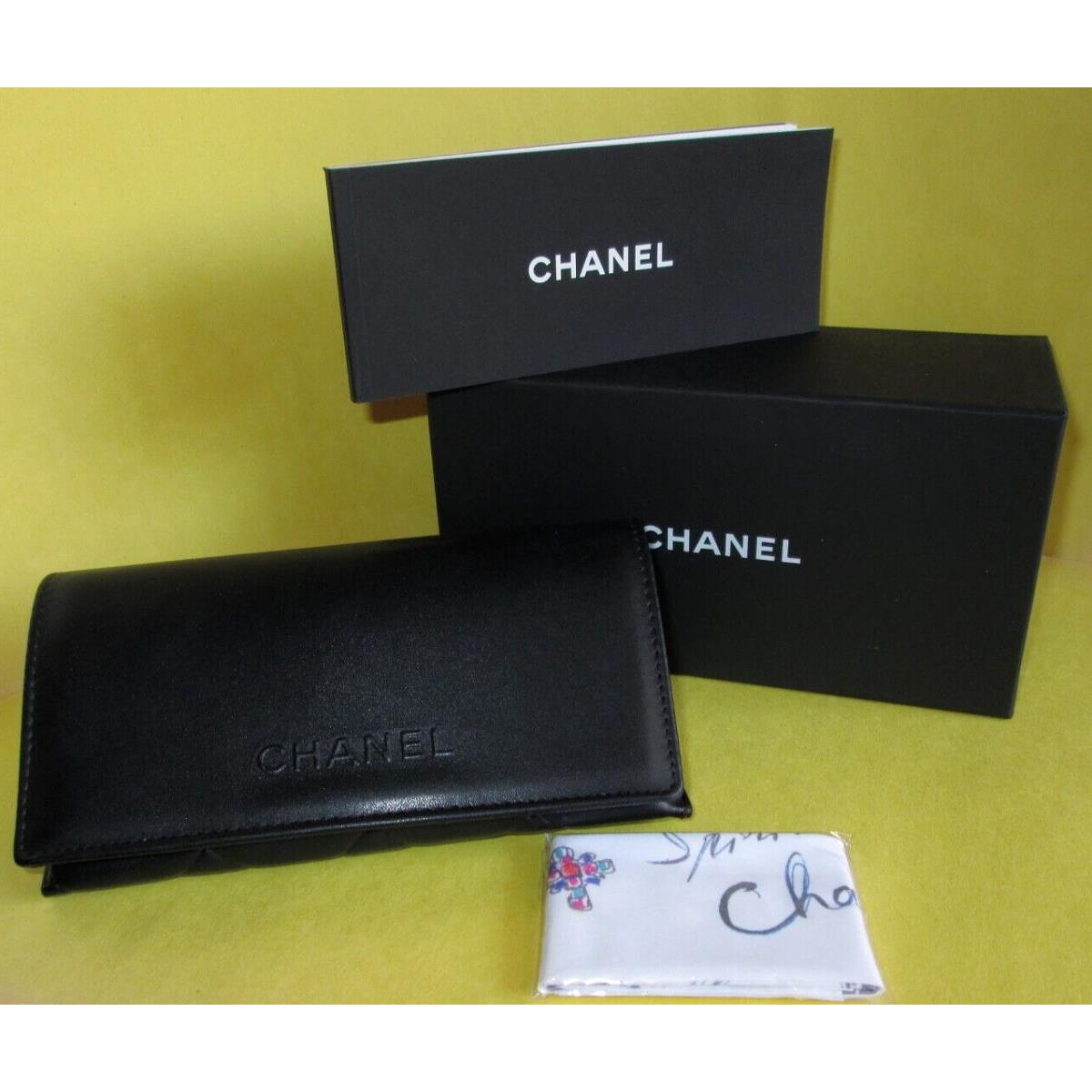 Chanel Black Leather Quilted Eyeglass Case Box Karl Lagerfeld Cloth