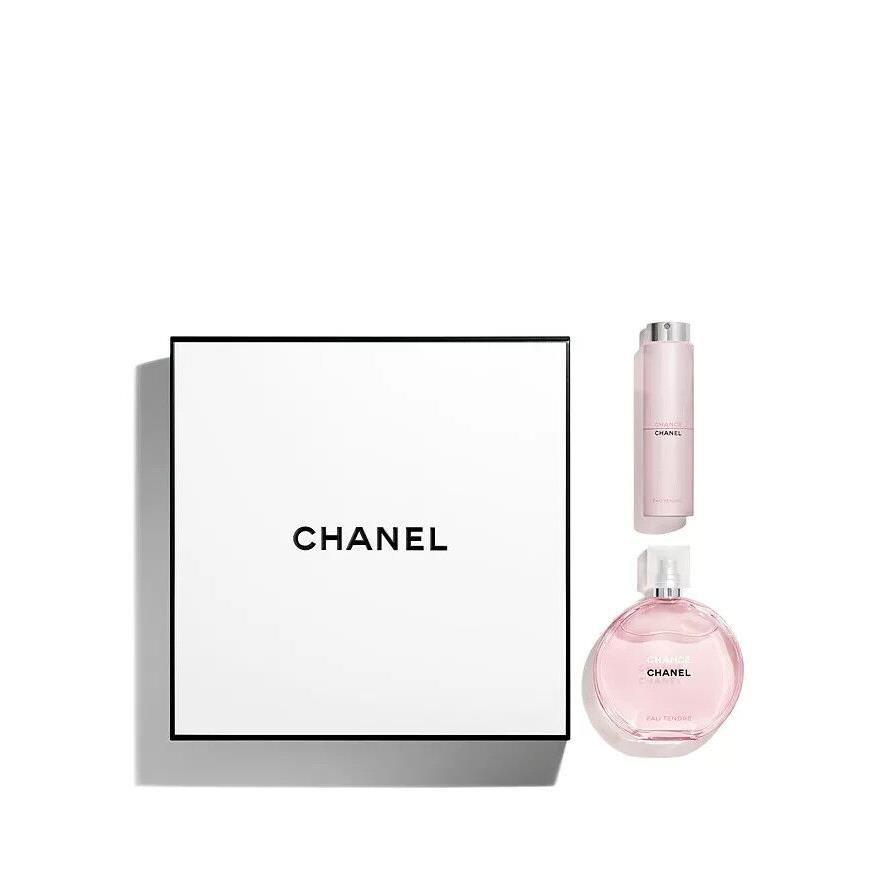 Chanel Chance Eau Tendre Eau De Toilette Edt 3.4oz + Twist Spray 2pc Gift Set