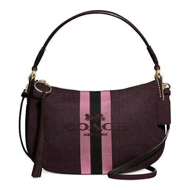 Coach Horse and Carriage Jacquard Tote or Crossbody Oxblood/gold U Pick