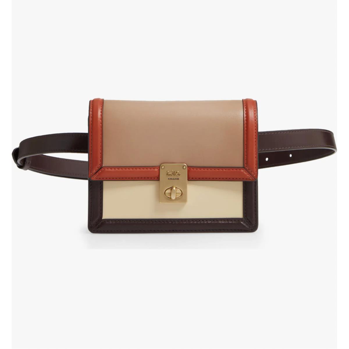 Coach L30710 Hutton Brown Colorblock Leather Belt / Crossbody Bag