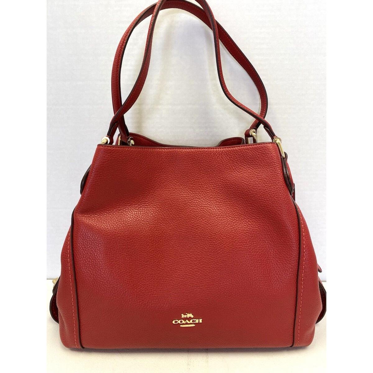 Coach Edie 31 Pebble Leather Shoulder Bag Jasper Red 57125