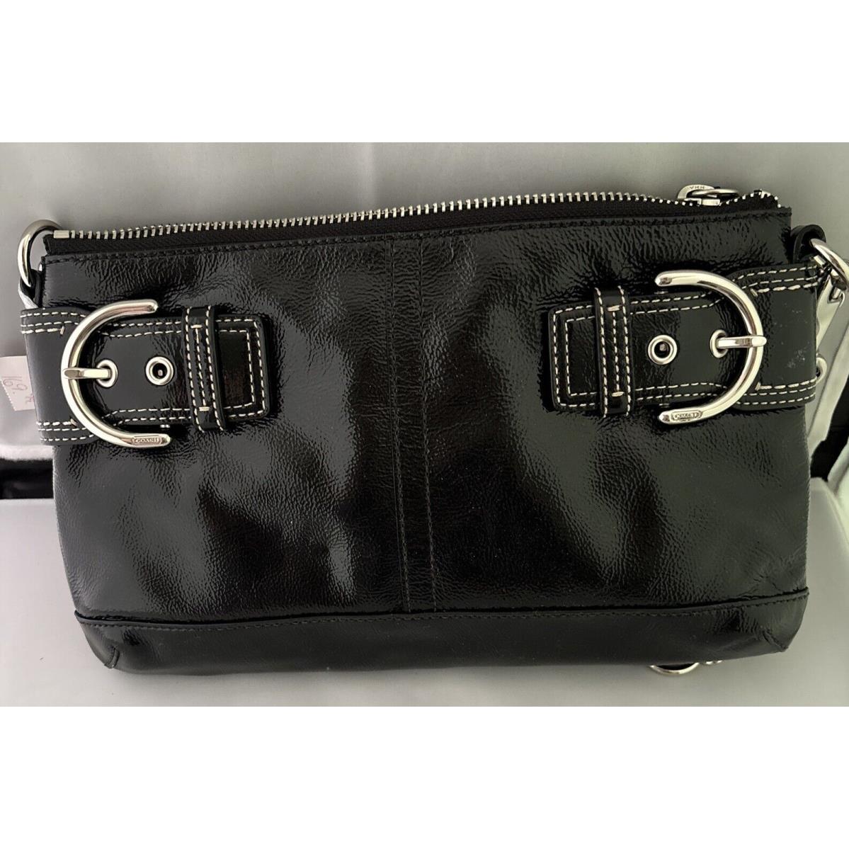 Coach Black Soho Patent Leather Chain Clutch Shoulder Bag Handbag Purse