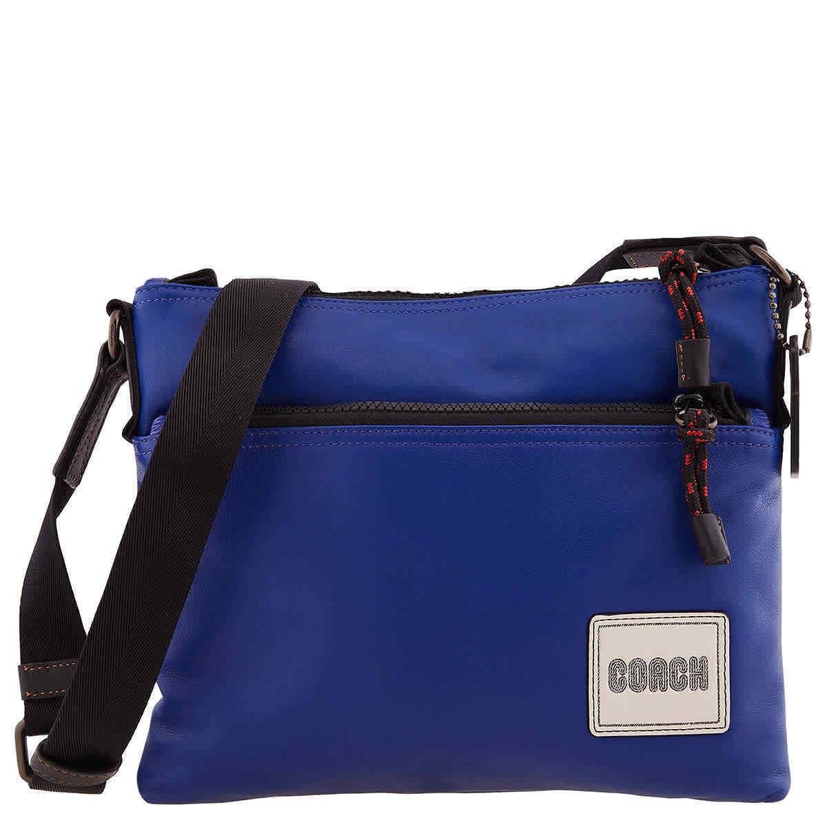 Coach Men`s Coach Patch Pacer Crossbody Bag in Black Copper/sport Blue