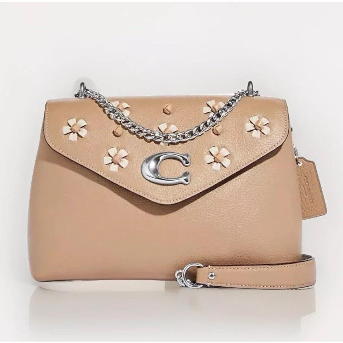 Coach Tammie Shoulder Bag In Pebble Leather with Floral Whipstitch