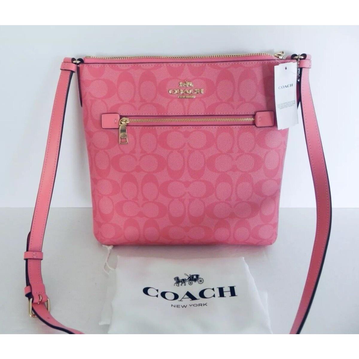 Coach Rowan Leather Crossbody Purse Bag in Pink Lemonade