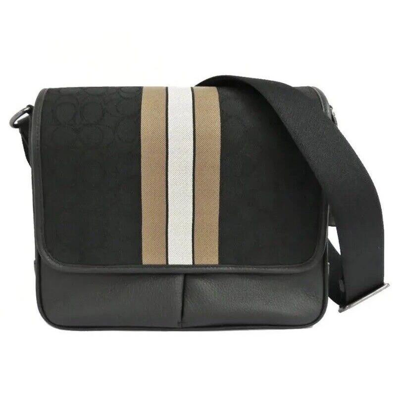 Coach Thompson Small Map Bag C6583 Signature Striped Shoulder Bag Men`s