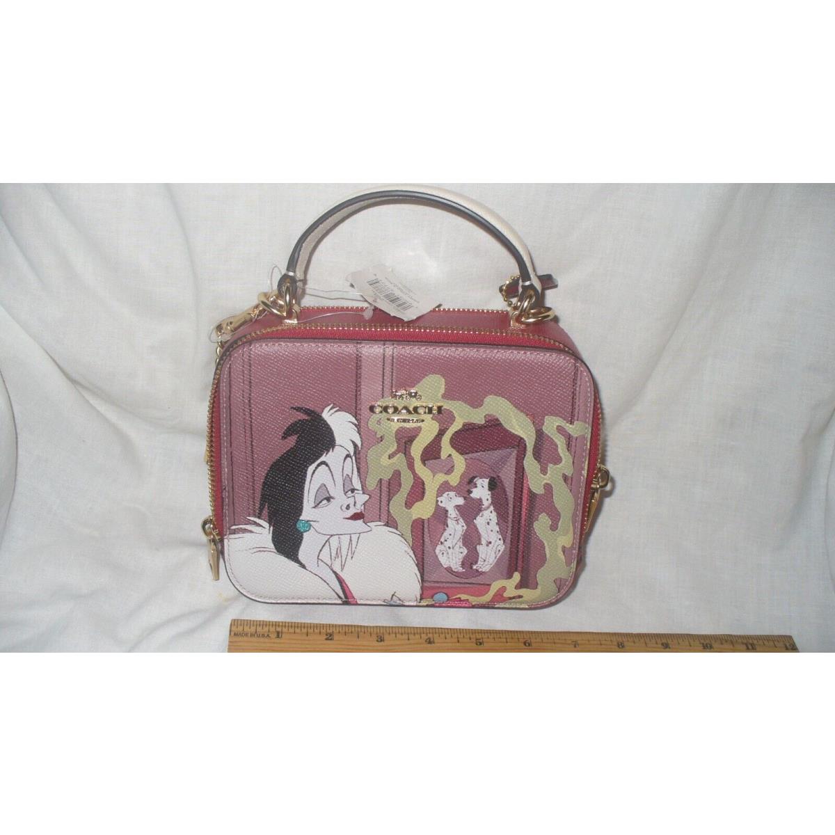 Coach Disney Cruella De Ville Box Crossbody CC377 Red Apple Motif