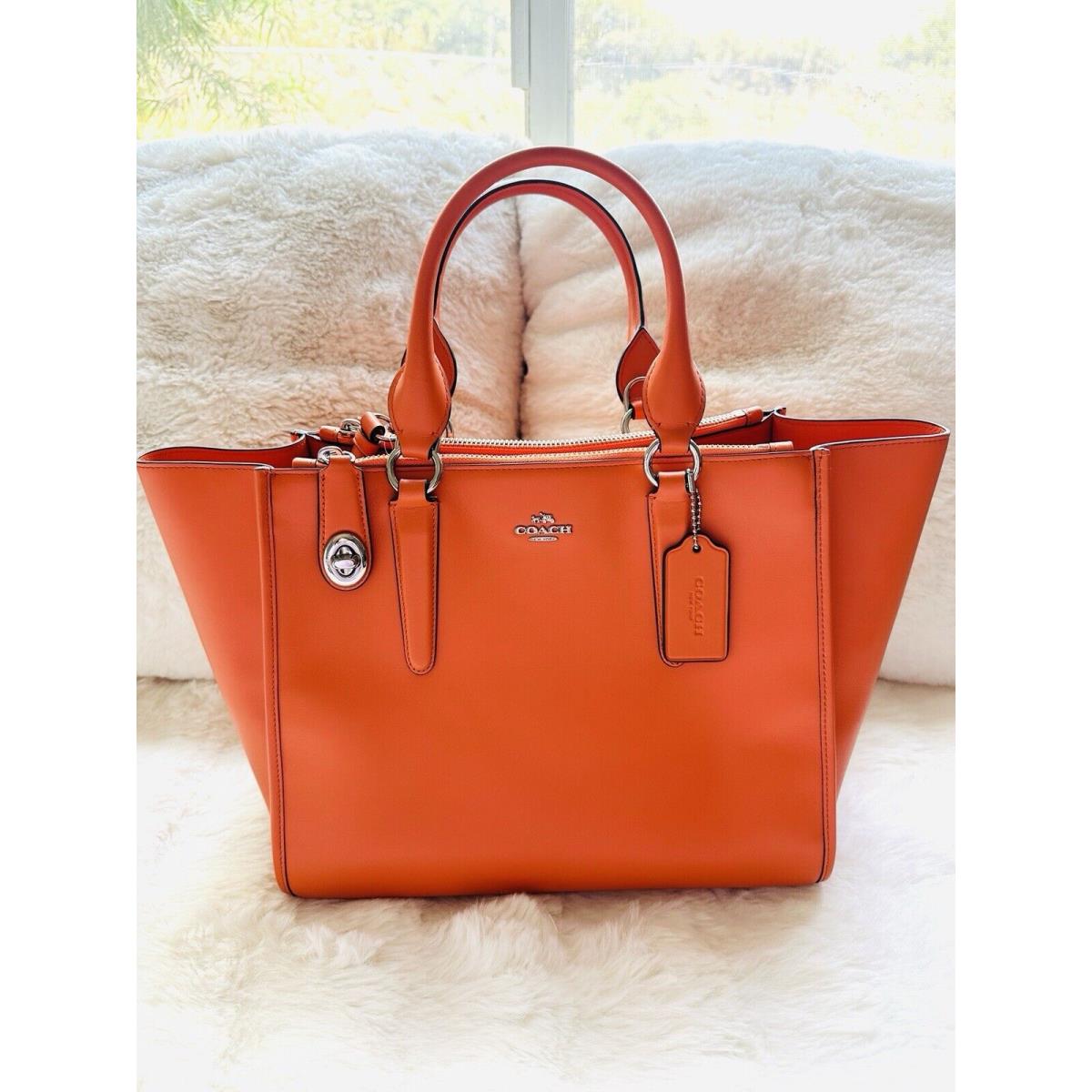 Coach Crosby Carryall Smooth Leather Crossbody Bag Orange Handbag Tote