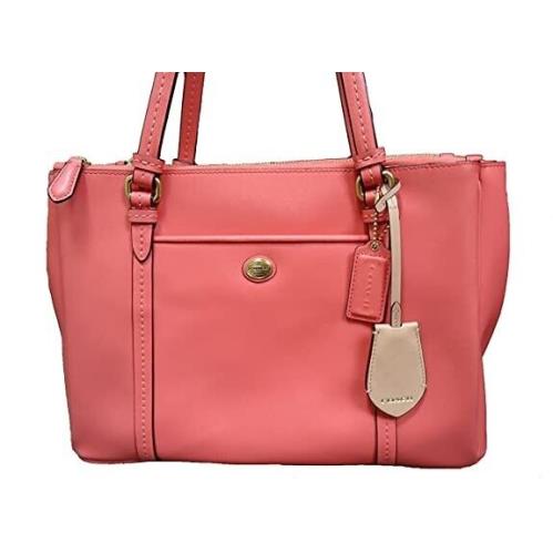 Coach Women`s Peyton Leather Jordan Double Zip Carryall 25669 Coral Bag