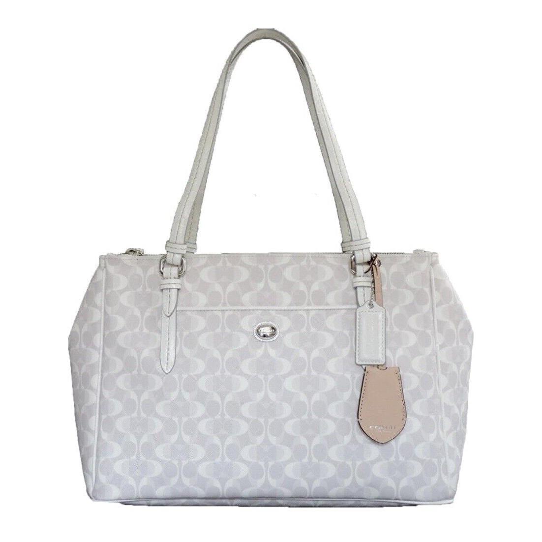 Coach Peyton Dream C Jordan Double Zip Carryall Handbag Dove White F25457 Rare