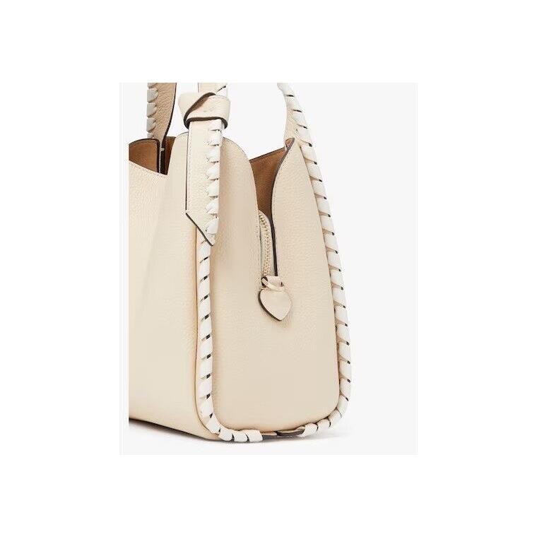 Kate Spade Leather Whipstitched Medium Knott Tote/crossbody Beige/cream/bone