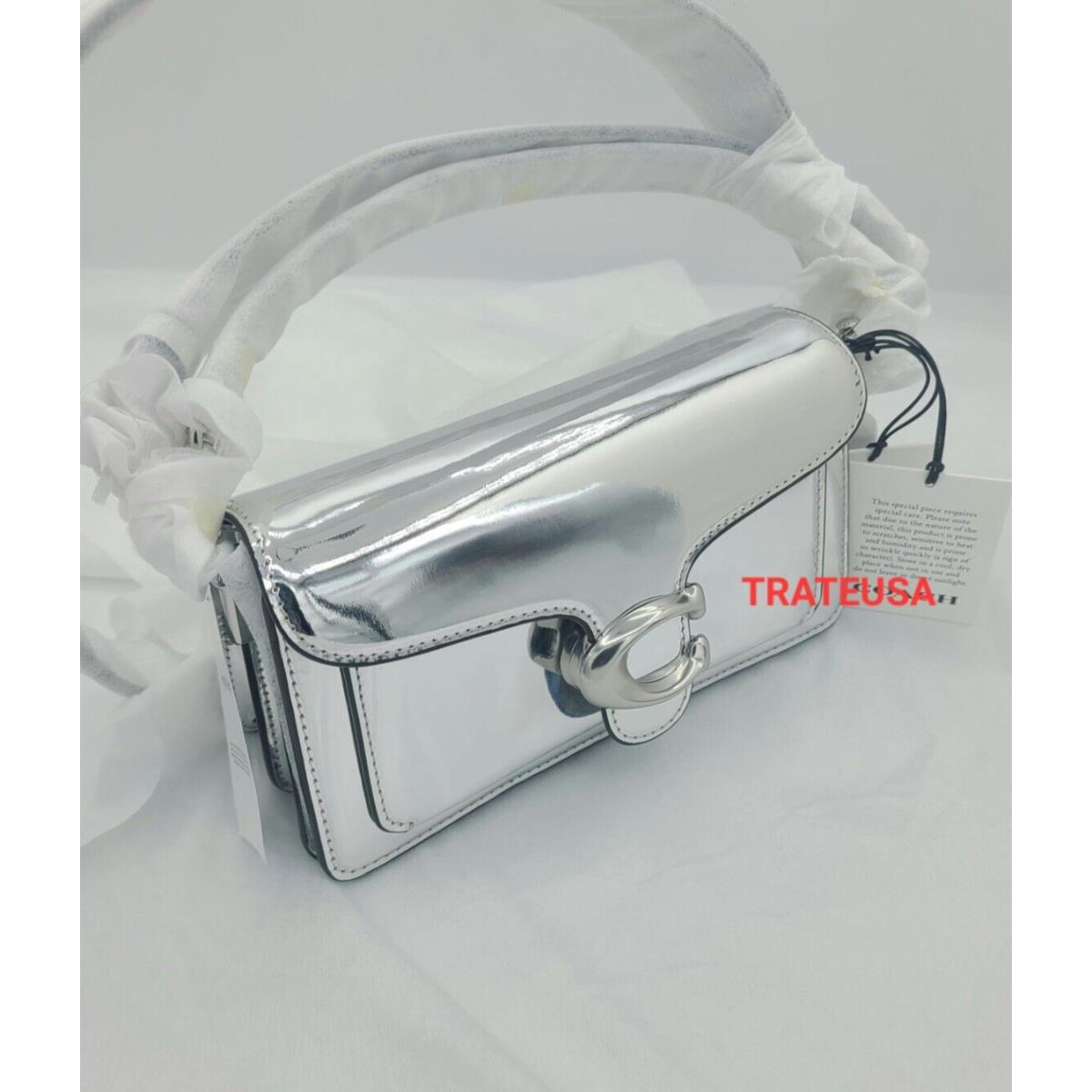 Coach Tabby Shoulder Bag 20 In Metallic Leather Silver CM539 Packed