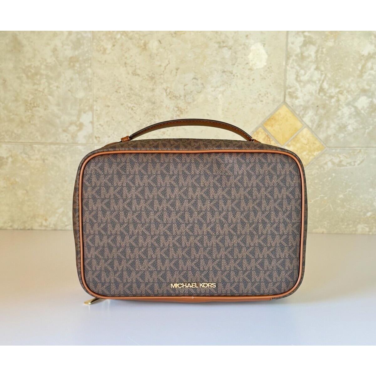 Michael Kors Jet Set Travel Large Hanging Toiletry Case MK Brown