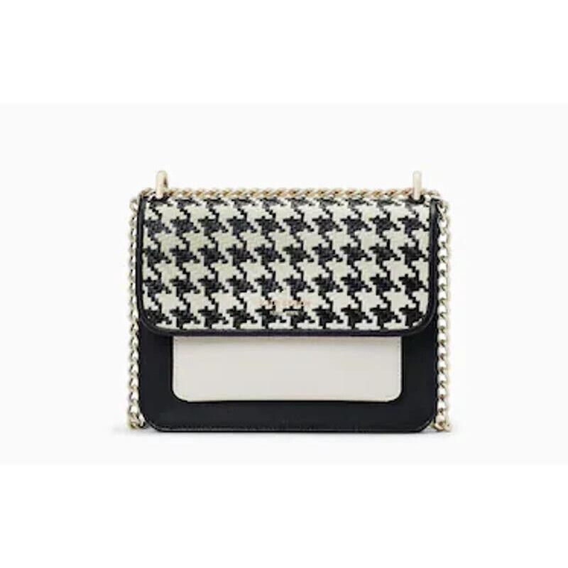 Kate Spade Remi Black Houndstooth Flap Chain Crossbody