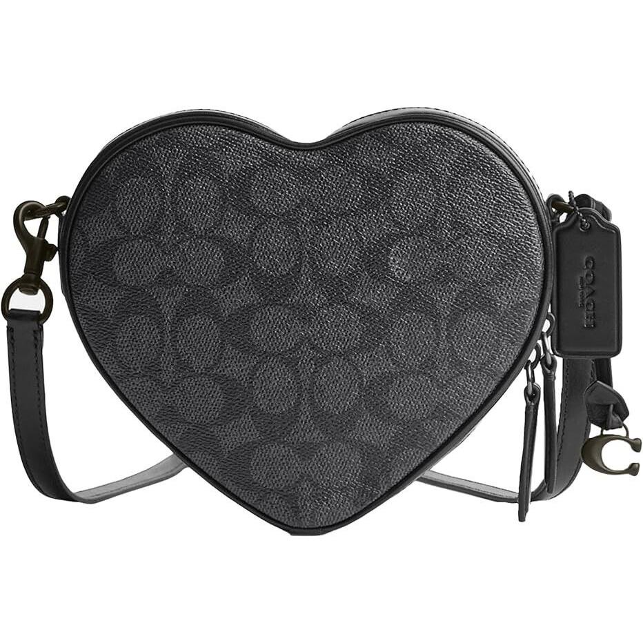 Coach Heart Crossbody in Signature Canvas in Black / Charcoal