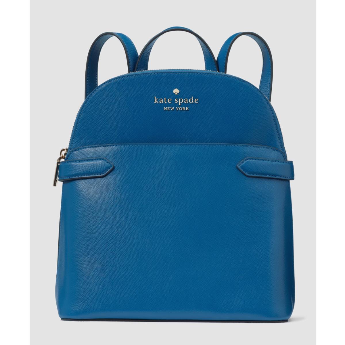 New Kate Spade Staci Saffiano Leather Dome Backpack Sapphire Ice with Dust Bag
