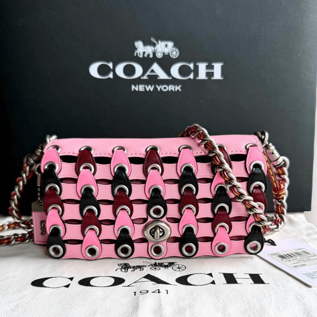 Coach 1941 Colorblock Link Glovetan Leather Dinkier Shoulder Bag Pink