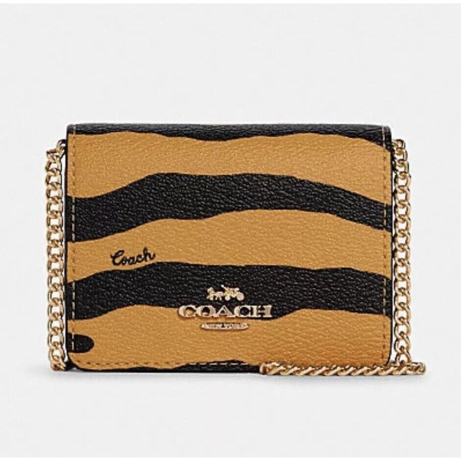 Coach Mini Wallet On Chain Tiger Print Lunar Year Purse Crossbody