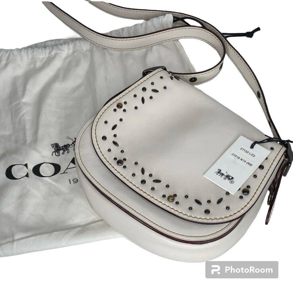 Coach Saddle Messenger Crossbody Bag White Chalk Glovetanned Leather