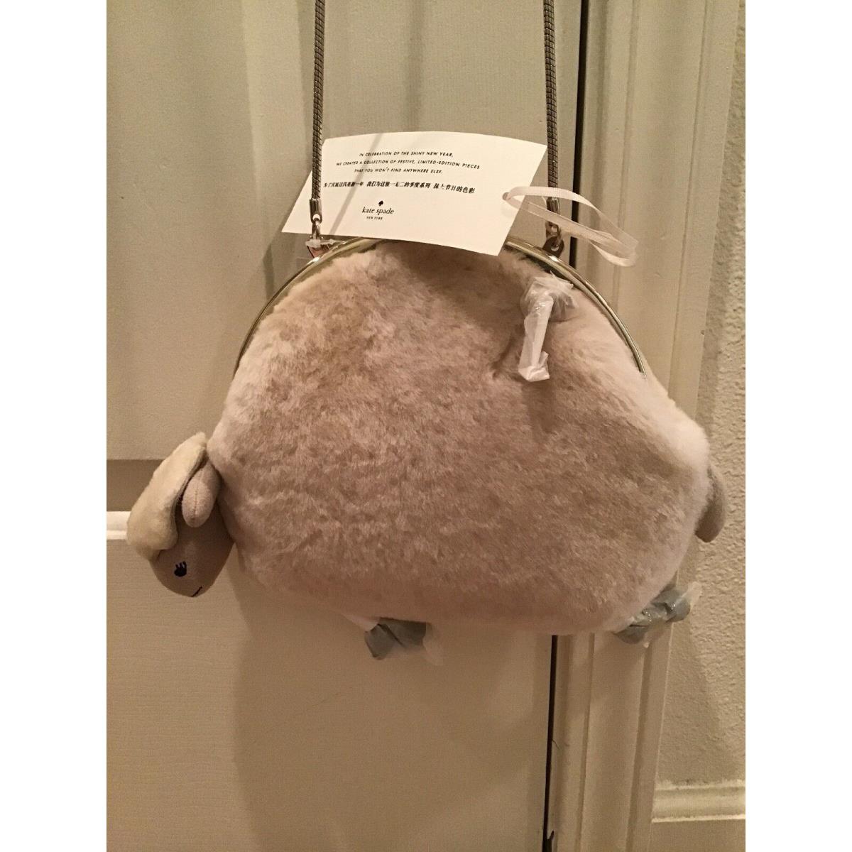 New Kate Spade Rare 2015 Limited Edition Shearling Sheep Cream CLUTCH-PXRU5573