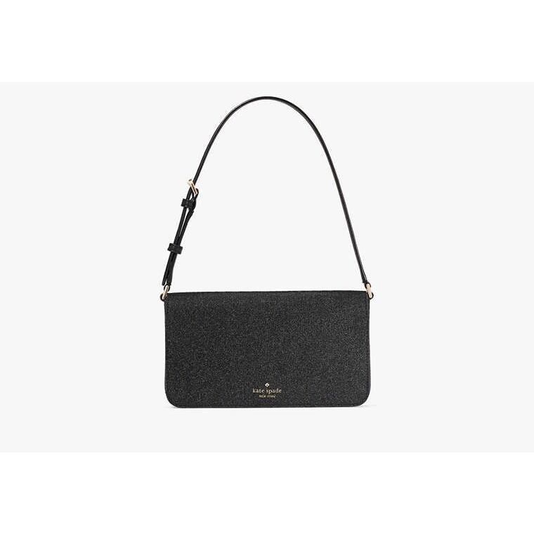 Kate Spade Glitter Tinsel Flap Shoulder Bag In Black KE595