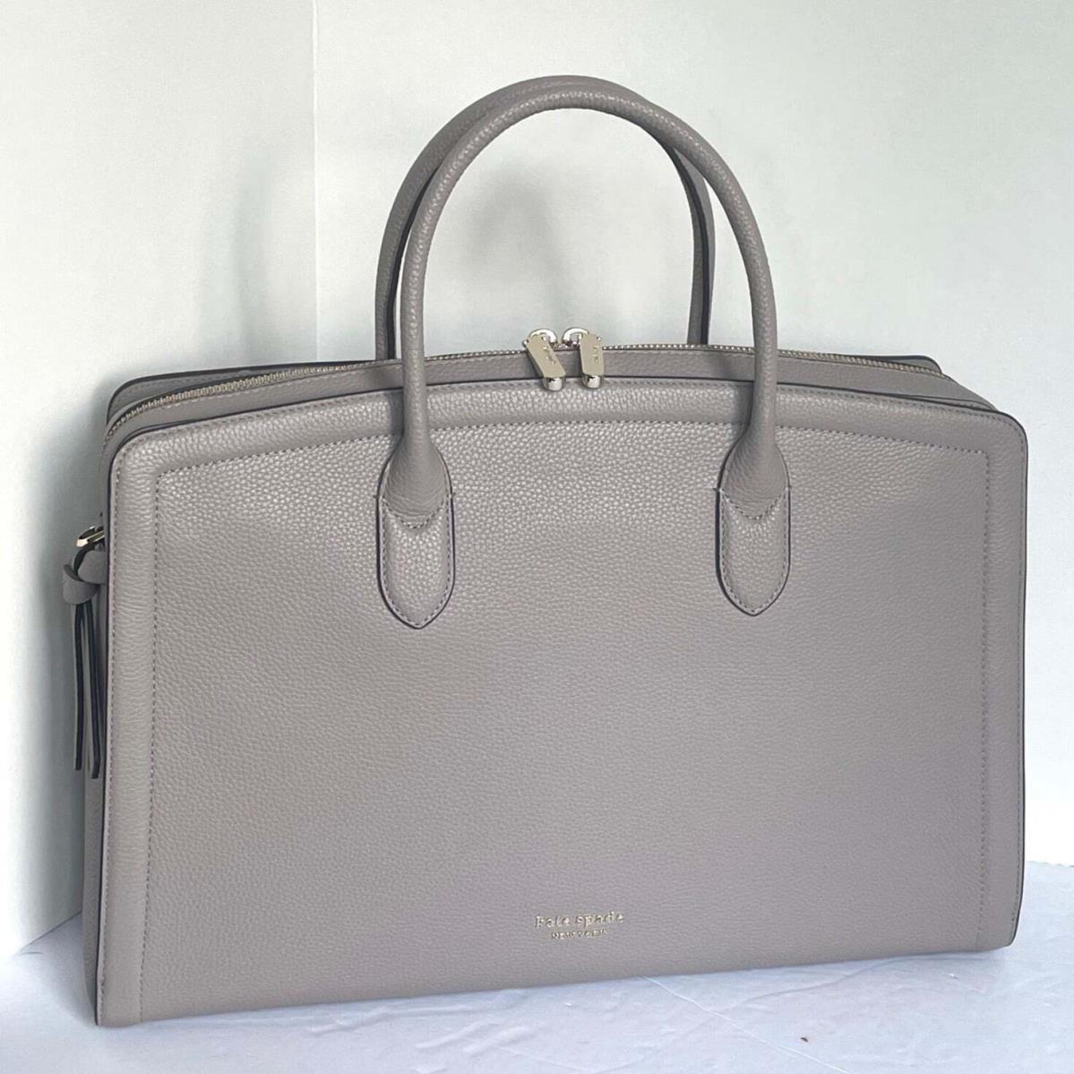 Kate Spade Knott Commuter Bag Laptop Tote Womens Taupe Large Leather Work Bag