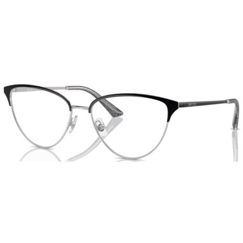 Jimmy Choo JC2002 3016 Eyeglasses Women`s Silver/black Full Rim Cat Eye 53mm