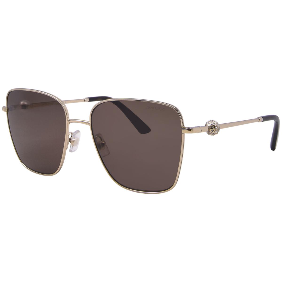 Jimmy Choo JC4005HB 300673 Sunglasses Women`s Pale Gold/dark Brown 56mm