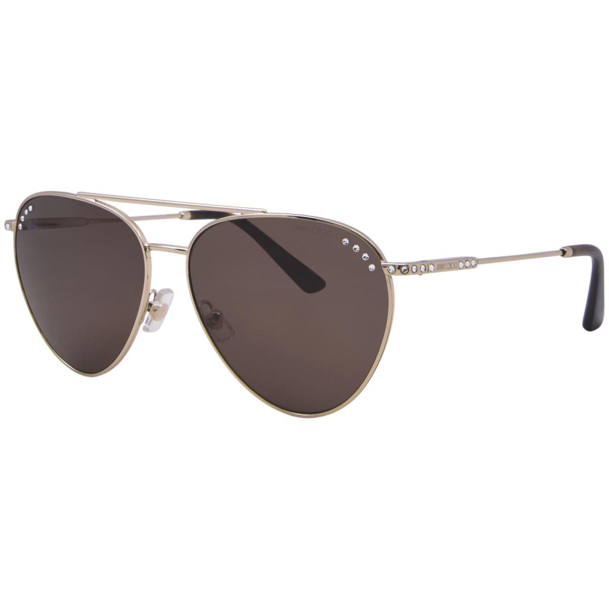 Jimmy Choo JC4002B 300673 Sunglasses Women`s Pale Gold/dark Brown Pilot 60mm